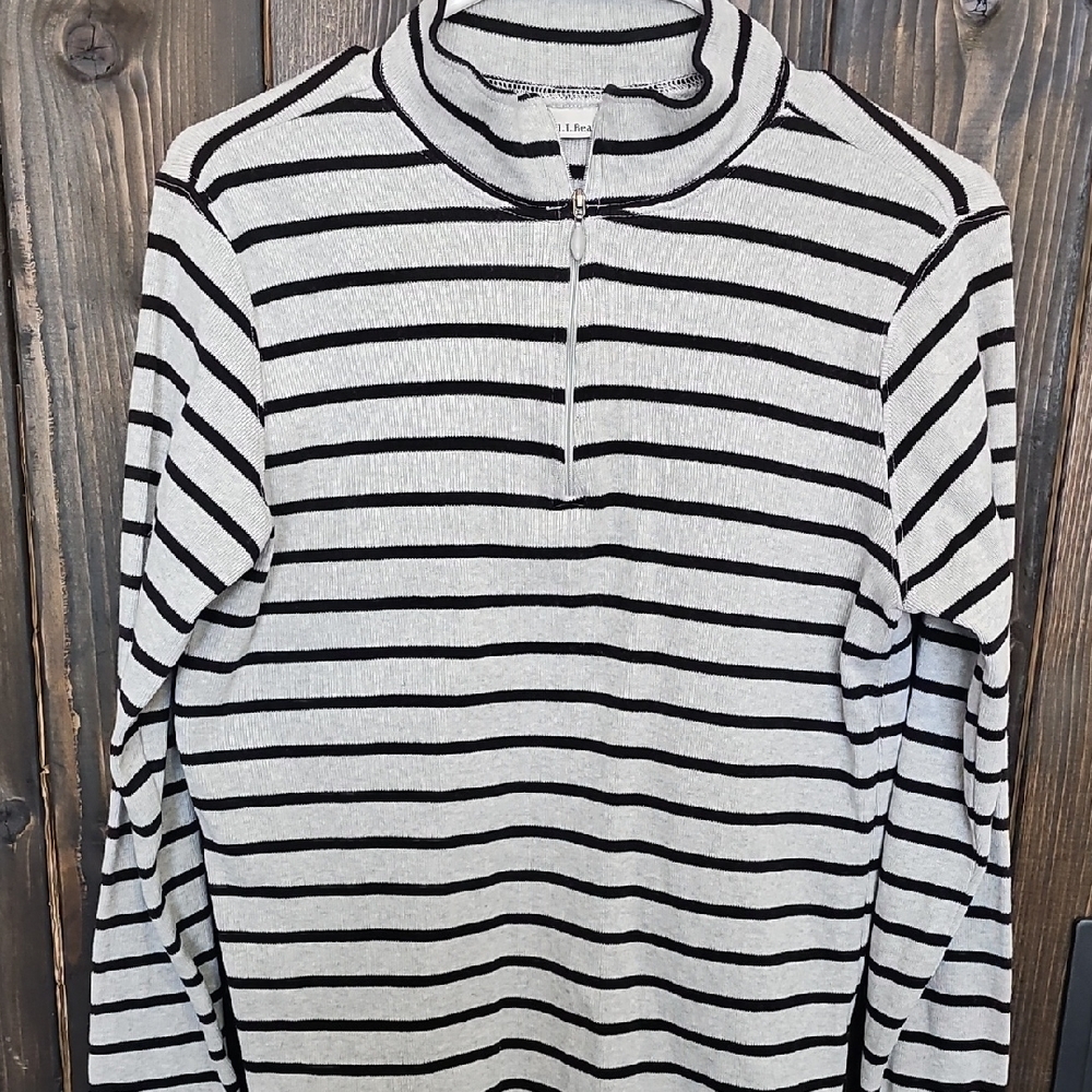 J.Crew Striped Half-Zip Sweater - Black and White